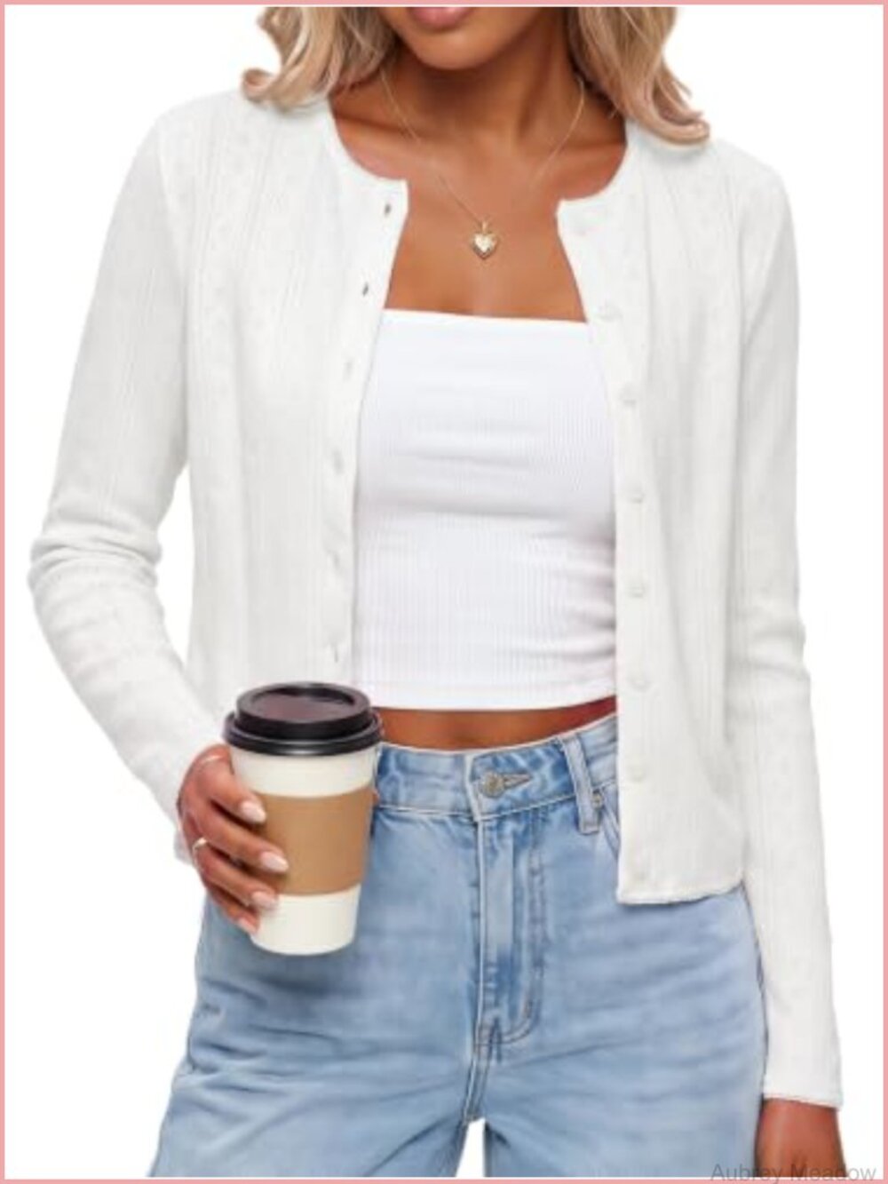 100% Cotton Cropped Cardigan Lightweight Long Sleeve Button Up Sweater